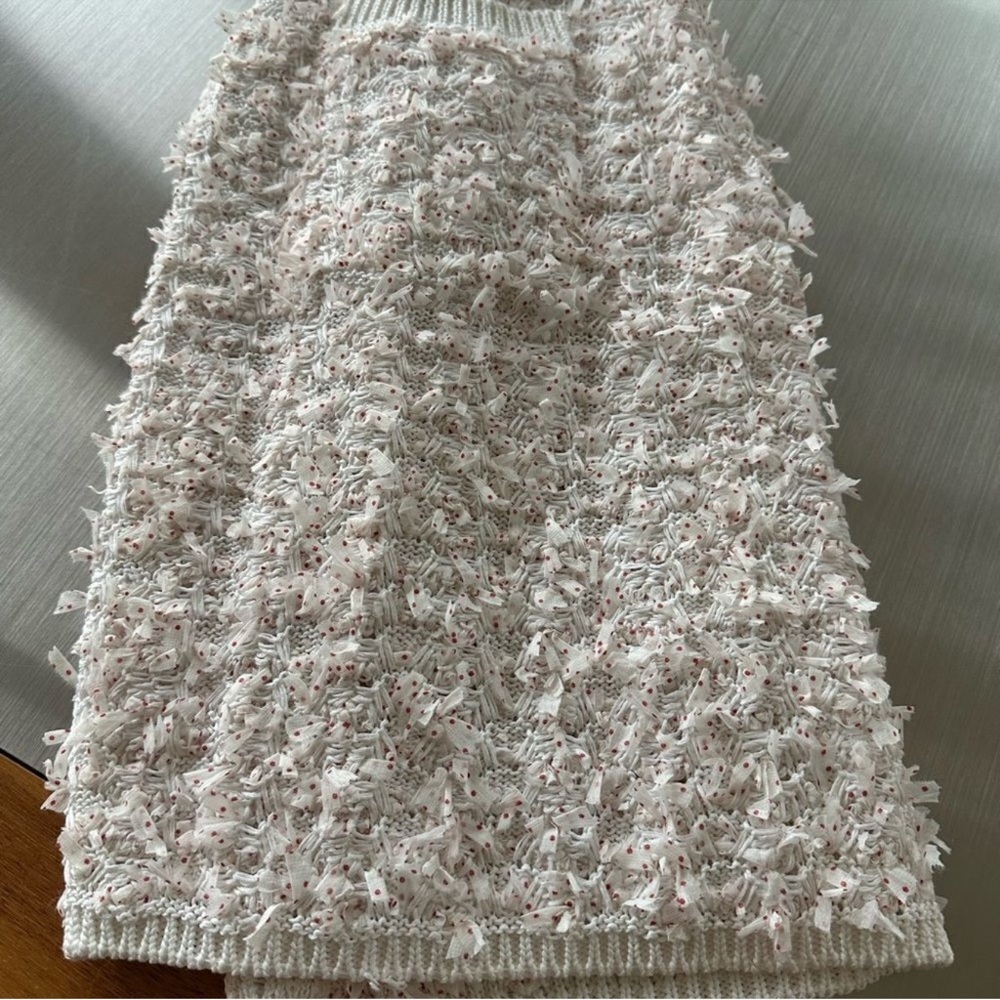 Chanel NWT Authentic Bloomingdale's Cream Skirt Sz 40 cream w red tiny dots - Picture 8 of 14